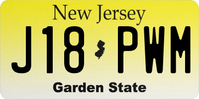 NJ license plate J18PWM