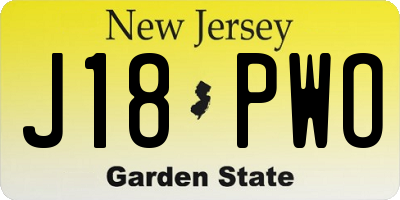 NJ license plate J18PWO