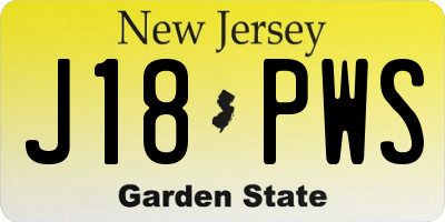 NJ license plate J18PWS