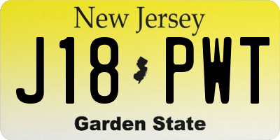 NJ license plate J18PWT