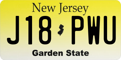 NJ license plate J18PWU