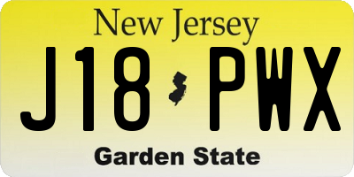 NJ license plate J18PWX