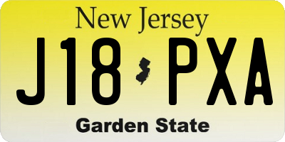 NJ license plate J18PXA