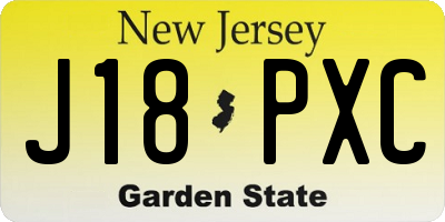 NJ license plate J18PXC