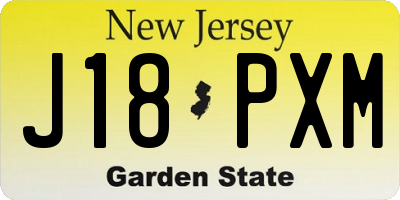 NJ license plate J18PXM