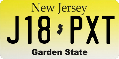 NJ license plate J18PXT
