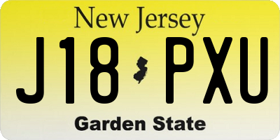 NJ license plate J18PXU