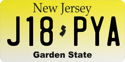 NJ license plate J18PYA