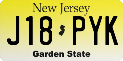 NJ license plate J18PYK