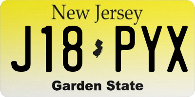 NJ license plate J18PYX