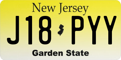 NJ license plate J18PYY
