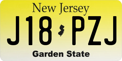 NJ license plate J18PZJ