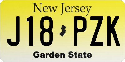 NJ license plate J18PZK