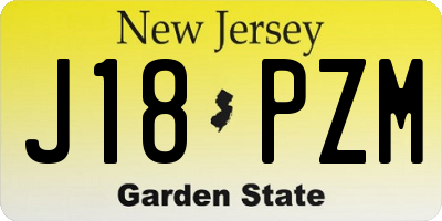 NJ license plate J18PZM