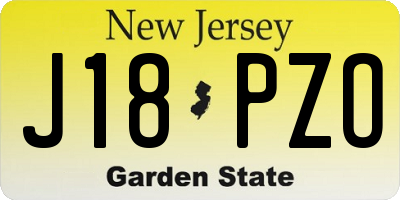 NJ license plate J18PZO