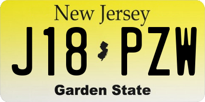NJ license plate J18PZW