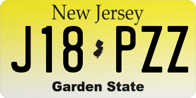 NJ license plate J18PZZ