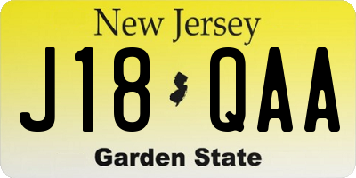 NJ license plate J18QAA