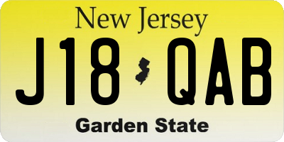 NJ license plate J18QAB