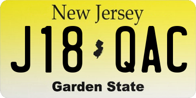 NJ license plate J18QAC