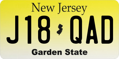 NJ license plate J18QAD