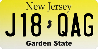 NJ license plate J18QAG