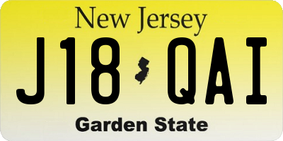 NJ license plate J18QAI