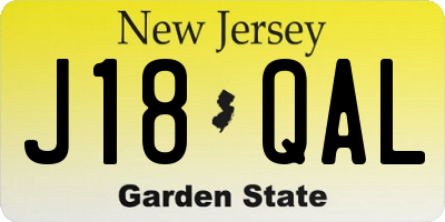 NJ license plate J18QAL