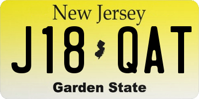 NJ license plate J18QAT