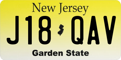 NJ license plate J18QAV