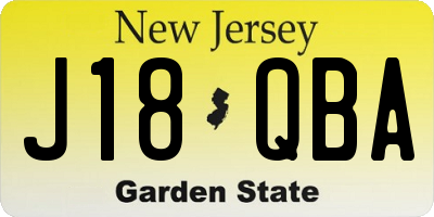 NJ license plate J18QBA