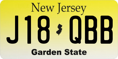 NJ license plate J18QBB