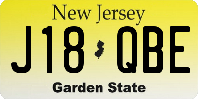 NJ license plate J18QBE