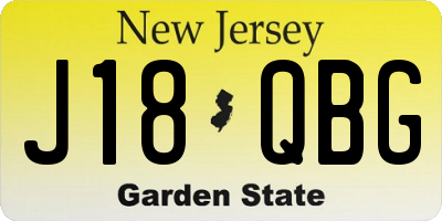 NJ license plate J18QBG