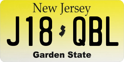 NJ license plate J18QBL
