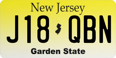 NJ license plate J18QBN