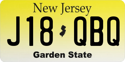 NJ license plate J18QBQ