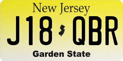 NJ license plate J18QBR