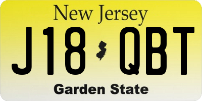 NJ license plate J18QBT