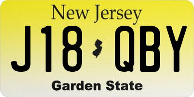 NJ license plate J18QBY