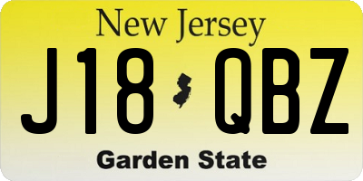NJ license plate J18QBZ