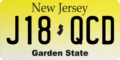 NJ license plate J18QCD