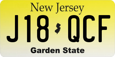 NJ license plate J18QCF