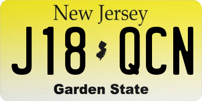 NJ license plate J18QCN