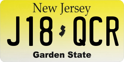 NJ license plate J18QCR
