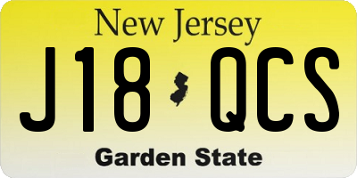 NJ license plate J18QCS