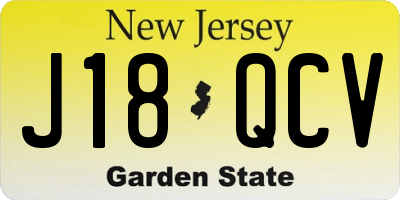 NJ license plate J18QCV