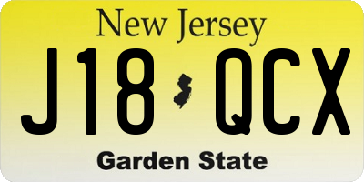 NJ license plate J18QCX