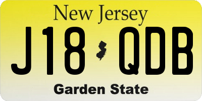 NJ license plate J18QDB