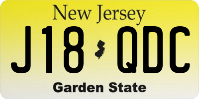 NJ license plate J18QDC